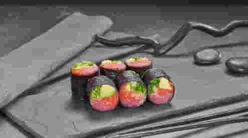 Блюдо Сашими ролл с тунцом и лососем меню Суши Мастер Сашими ролл с тунцом и лососем меню Суши Мастер