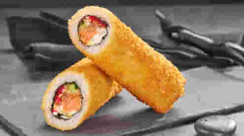 Блюдо Кранч-суширитто с лососем меню Суши Мастер Кранч-суширитто с лососем меню Суши Мастер