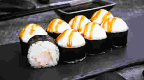 Блюдо Маки эби запеченный меню Суши Мастер Маки эби запеченный меню Суши Мастер