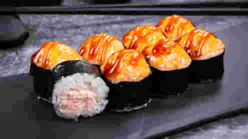 Блюдо Маки краб запеченный меню Суши Мастер Маки краб запеченный меню Суши Мастер