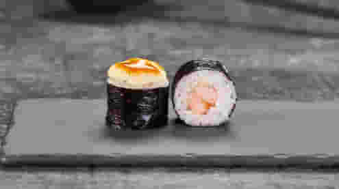 Блюдо Маки эби запеченный меню Суши Мастер Маки эби запеченный меню Суши Мастер