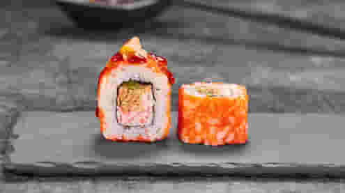 Блюдо Калифорния сяке терияки меню Суши Мастер Калифорния сяке терияки меню Суши Мастер