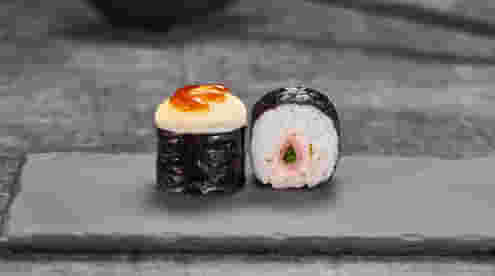 Блюдо Маки бекон запеченный меню Суши Мастер Маки бекон запеченный меню Суши Мастер