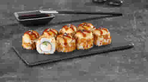 Блюдо Ролл Чесночный драйв запеченный меню Суши Мастер Ролл Чесночный драйв запеченный меню Суши Мастер