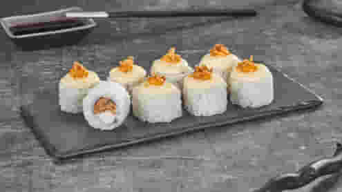 Блюдо Ролл Солнечный остров запеченный меню Суши Мастер Ролл Солнечный остров запеченный меню Суши Мастер