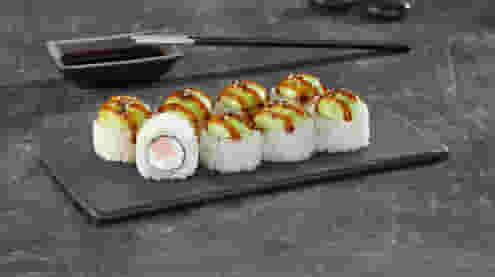 Блюдо Ролл Зелёный вайб запеченный меню Суши Мастер Ролл Зелёный вайб запеченный меню Суши Мастер