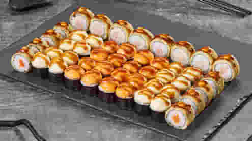 Блюдо Сет Запеченные мини маки меню Суши Мастер Сет Запеченные мини маки меню Суши Мастер